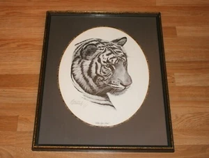 Guy Coheleach SIGNED "White Tiger Head" Panthera Tigris Lithograph Matted Framed - Picture 1 of 12