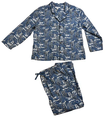 Conjunto de pijama masculino TOMMY BAHAMA 100% algodão tecido 2 peças 1XLB/1TG azul - Imagem 1 de 4