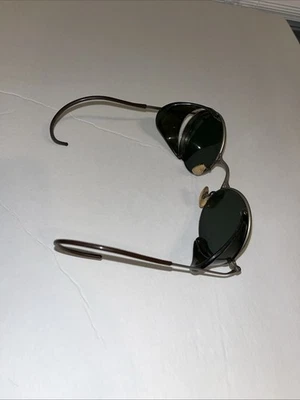 VINTAGE FIBRE-METAL PRODUCTS CO. SAFETY GLASSES  W/ GREEN LENSES STEAMPUNK AS IS - Image 1 of 4