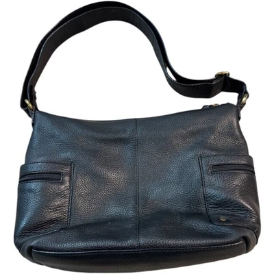 Eddie Bauer Black Leather Shoulder Bag Hobo Everyday Satchel Purse Handbag - Image 1 of 4