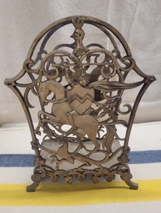Antique 1928 Art Deco Seville Art Studios Cast Iron Magazine Rack - Knight - Picture 1 of 4