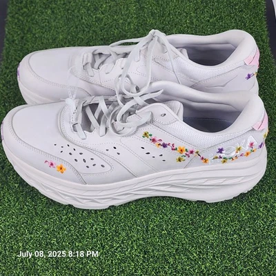 Gender Inclusive Hoka Bondi L Shoes Women's 14 Vibrant Bloom Flower Embroidered  - Image 1 of 4