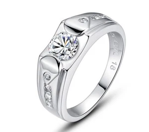 14 Karat Weißgold Pl. 925 Sterling Silber Versprechen Ring Luxus Herren Charms Schmuck - Bild 1 von 5