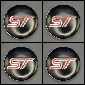 Fits Ford ST Red And Black Wheel Centre Caps 4x54mm - Picture 1 of 1