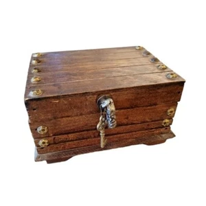 Vintage Wooden Jewelry Trinket Chest Made in Mexico - Picture 1 of 5
