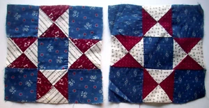 2 vintage hand pieced quilt blocks - Picture 1 of 3