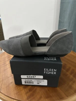 NUEVO 9 Eileen Fisher Grafito Gamuza d'Orsay Zapatos sin cordones Foto 1 de 4