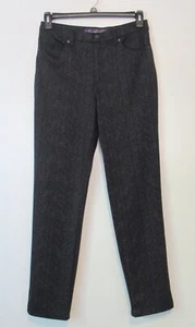 Pantalones de mujer Gloria Vanderbilt Amanda 3161 tiro alto negros/grises/plateados elásticos 10 - Imagen 1 de 7