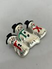 Vintage Silver 3 Snowman Brooch Pin Christmas Holiday Ready Set Snow - 2" X 1.5"
