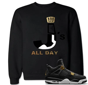 J's ALL DAY R4 Gold Sweater to match with Air Js Retro 4 Gold Royalty Shoes - Picture 1 of 1