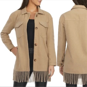 Laundry by Shelli Segal Fringe Shirt Jacket Shacket Sz M Western Cowgirl NWT - Picture 1 of 9