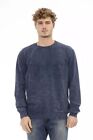 Distretto12 Men's Cotton Sweater With Crew Neck And Front Pocket In Blue