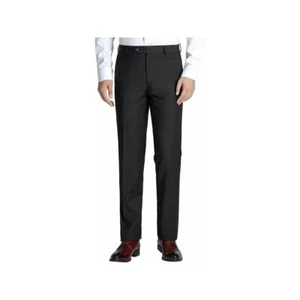 Pantalones delanteros planos Renoir para hombre 100 % lana suave Super 140's ajuste clásico 508-1 negros - Imagen 1 de 19