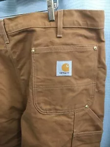 42 X 32 Vintage Unused CARHARTT UNION MADE IN USA Double Knee BROWN PANTS - Picture 1 of 12