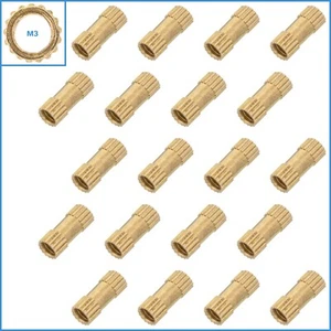 20pcs M3 10mm x 5mm Solid Brass Knurled Nuts Threaded Embedded Round Insert - Picture 1 of 3