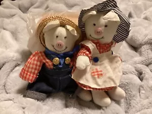 Viintage Farm Schwein Paar Tuch handgefertigt - Bild 1 von 8