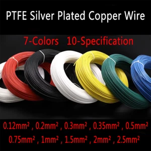 Multicolor PTFE Wire Cross-sectional 0.12mm² ~2.5mm² Silver Plated Copper Cable - Picture 1 of 10