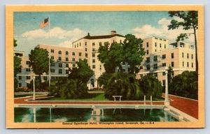 Postal General Oglethorpe Hotel, Wilmington Island, Savannah, GA EE. UU. Bandera - Imagen 1 de 2