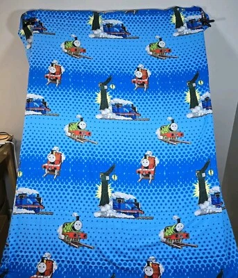 Thomas & Friends Twin Flat Sheet Blue Kids Tank Engine 64" x 90" Trains Gullane - Image 1 of 4