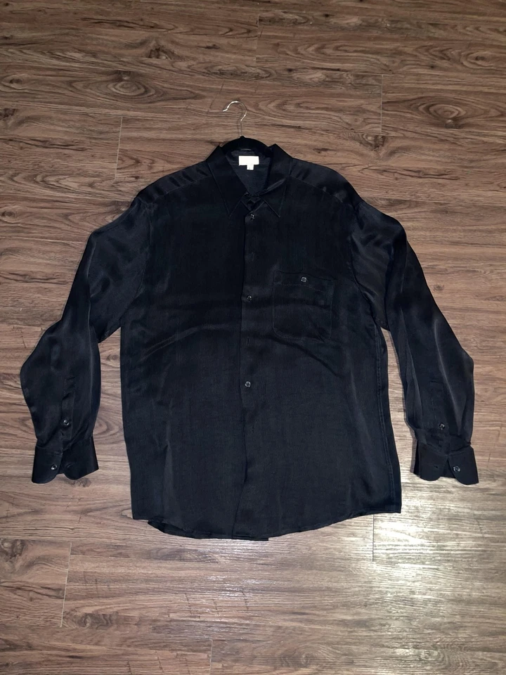 Camisa Zanella Para Hombre Grande Negra Manga Larga Botón Frontal Hecha en Italia Vestido Foto 1 de 4