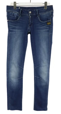 Pantalones de mezclilla ajustados G-STAR Fender para mujer W30 L32 bigotes descoloridos elásticos cremallera azul mosca Foto 1 de 4