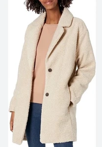 Daily Ritual Jacket Womens MED Beige Brown Teddy Bear Fleece Oversized-Fit Coat - Picture 1 of 10