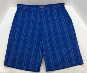 Bermuda Antigua Golf Shorts Uomo 36 Plaid Blu Bianco Oro 5 Tasche Elasticizzato Nuovo senza etichette - Foto 1 di 8