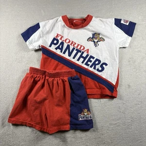 Vintage Florida Panthers NHL Hockey Shirt Shorts Set Youth Kids 7 Red 1996 #6 - Picture 1 of 17