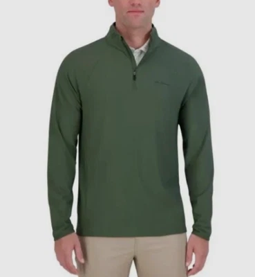 Camiseta deportiva elástica activa Ben Sherman para hombre con cremallera en cuarto, verde, talla S Foto 1 de 2