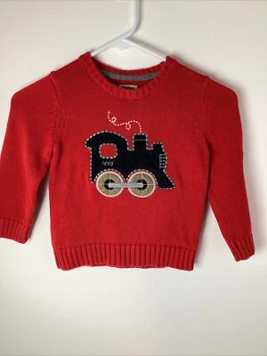 Suéter de tren de pana de algodón tejido rojo talla 3T Oshkosh B’gosh niño pequeño Foto 1 de 4
