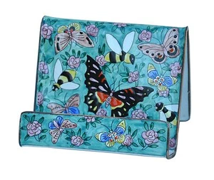Art Gift Enamel Handpaint Copper Cell phone Holder Business card Butterfly Bee - Picture 1 of 1