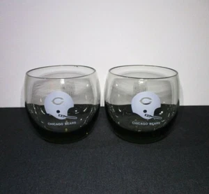 LOT (2), Vintage Chicago Bears Roly Poly, Smoked Barware Rock Glass, NFL Tumbler - Picture 1 of 4