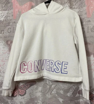 Sudadera con capucha suéter recortada Converse para mujer talla XL juvenil-blanca Foto 1 de 4