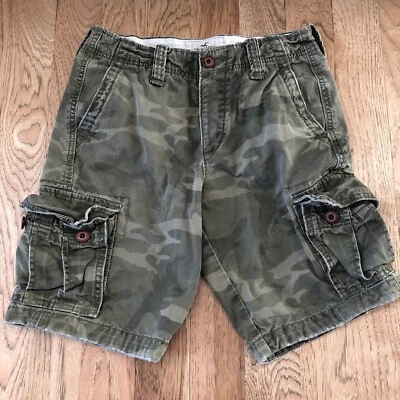 Pantalones Cortos de Carga Hollister Para Hombre Militar Camuflados 28 Botones Mosca Envejecidos Foto 1 de 4