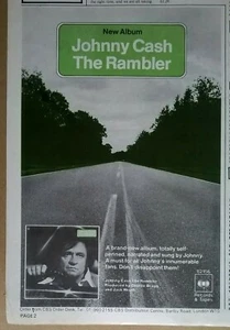 JOHNNY CASH The Rambler ORIGINAL 1977 CBS 1/4 PAGE PROMOTIONAL ADVERT - Picture 1 of 3