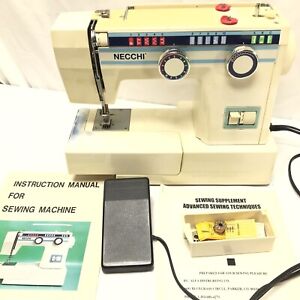 NECCHI Sewing Machine Model 3537 with Foot Pedal Manual + Extras Working tested