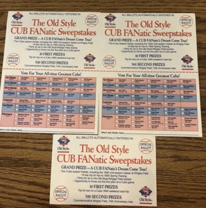 1989 CHICAGO CUBS 75 Years Old Style Cub FANatic Sweepstakes Lot - Picture 1 of 2