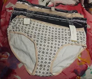 5 NEW ADRIENNE VITTADINI AV9540 5PKDA SIGNATURE WAIST COTTON HIPSTER PANTIES XL - Picture 1 of 2