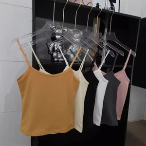 Summer Women's Simple Solid Color Spaghetti Strap Sleeveless Slim Camisole - Picture 1 of 13