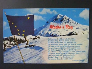 Alaska's State Flag Poem Vintage Color Chrome Postcard 1960s - Picture 1 of 2