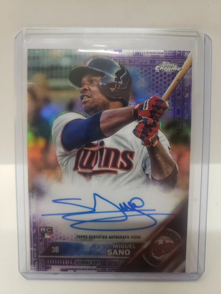 2016 Topps Chrome PURPLE Refractor MIGUEL SANO Autographed AUTO RC Twins /250 - Image 1 of 2
