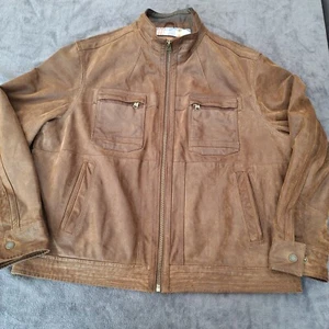 North Coast Suede Leather Biker Style Jacket XXL 2XL Chest 48" Men's Tan Brown F - Picture 1 of 11