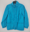 Tudor Court Jacket Womens Medium Blue Pockets Snap Up Mock Neck Outerwear