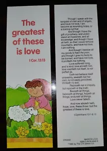 "THE GREATEST OF THESE IS LOVE " BOOKMARK WITH SCRIPTURE - C.R. Gibson -Lot of 5 - Picture 1 of 3