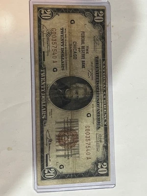 Billete de veinte dólares 1929 - Banco de la Reserva Federal de Chicago  Foto 1 de 2