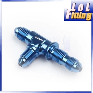 US SHIP AN3 x AN-3 x 3AN Male Aluminum Bulkhead Tee T-piece Fitting Adapter Blue - Picture 1 of 5