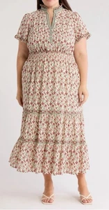Maxi Vestido Max Extudio Floral Manga Acampanada En Niveles Talla 2X - Imagen 1 de 7