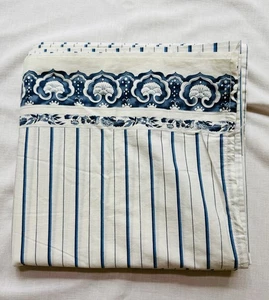 Vtg Ralph Lauren King Flat Sheet Porcelain Jonquil Cotton Blue Irregular 108x102 - Picture 1 of 5