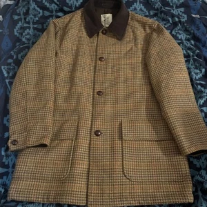 Brooks Brothers Tweed Coat Wool Jacket Coat M hunting plaid quilted lined - Picture 1 of 15