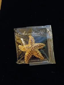 Vintage Swarovski goldfarbene gepflasterte Kristalle Seestern 2" Brosche Anstecknadel - Bild 1 von 3